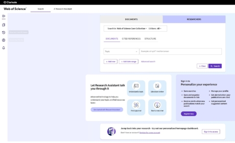 Web of Science Research Assistant: zkušební přístup